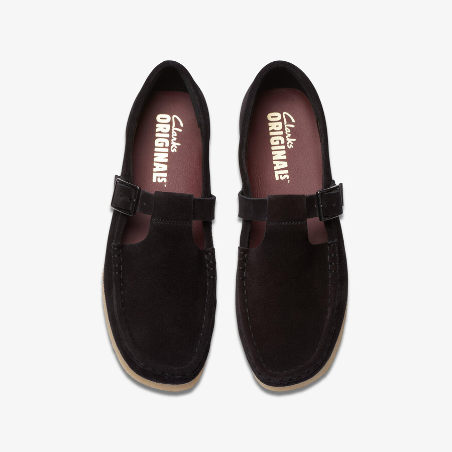 wallabee t-bar - zwart suède